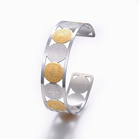 304 bracelets manchette en acier inoxydable, Saint-Benoît médaille, graver un bracelet solide pour un cadeau de bijoux d'anniversaire