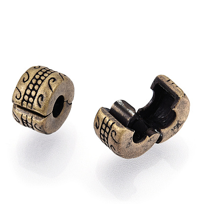 Tibetan Style Alloy European Style Clasps, Column, Cadmium Free & Lead Free