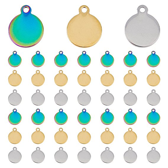 90 шт 3 цвета 304 подвески из нержавеющей стали, плоский круглый шарм