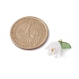 White Lily Flower Charms & Flora Leaves Beads, with Brass Loops