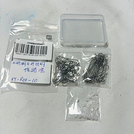 100Pcs 3 Styles 316 Surgical Stainless Steel Earring Hooks, with Horizontal Loops with Plastic Ear Nuts