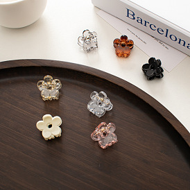 Transparent Mini Claw Clip with Flower Design for Hair Styling and Braiding