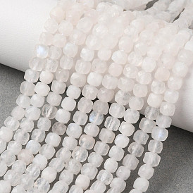 Бусины из натурального радужного лунного камня, кубические, граненые