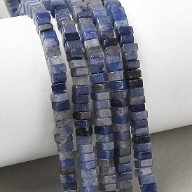 Нити бусин из натурального синего авантюрина (окрашенного и нагретого), квадратный
