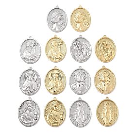 304 подвески из нержавеющей стали, овал со святым шармом, ионное покрытие (ip)