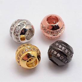 Brass Micro Pave Cubic Zirconia Beads, Round, Lead Free & Nickel Free