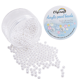 Eco-Friendly Plastic Imitation Pearl Beads, High Luster, Grade A, No Hole, Round