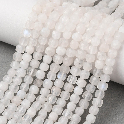 Бусины из натурального радужного лунного камня, кубические, граненые