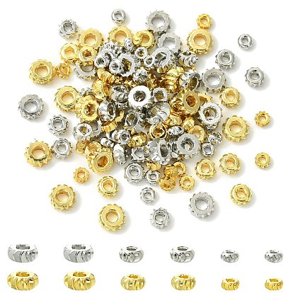 120 шт 6 стили латунные бусины, плоско-круглые