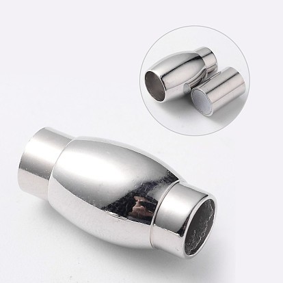 Oval Brass Magnetic Clasps with Glue-in Ends, Cadmium Free & Nickel Free & Lead Free