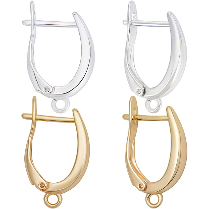 12шт. 2 цвета латунные серьги-кольца с застежкой-защелкой, без никеля 