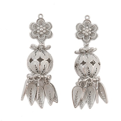 Латунные большие кулоны, без кадмия, без никеля и без свинца, филигрань свисающий длинный капля кисточка цветок