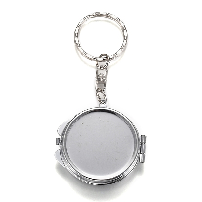 Iron Folding Mirror Keychain, Travel Portable Compact Pocket Mirror, Blank Base for UV Resin Craft, Flat Round