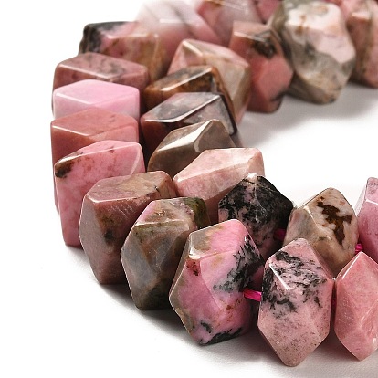 Natural Rhodonite Beads Strands, Faceted, Nuggets