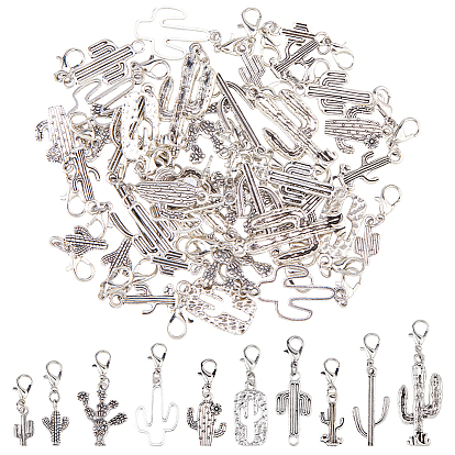 40шт 10 стиль сплав подвесные украшения, Сплав с застежками когтя омара, кактус