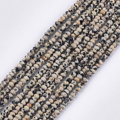 Natural Dalmatian Jasper Beads Strands, Faceted, Rondelle