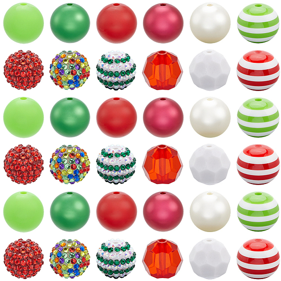 60 шт 12 стили прозрачные смоляные стразы градуированные бусины, с акриловыми круглыми бусинами внутри