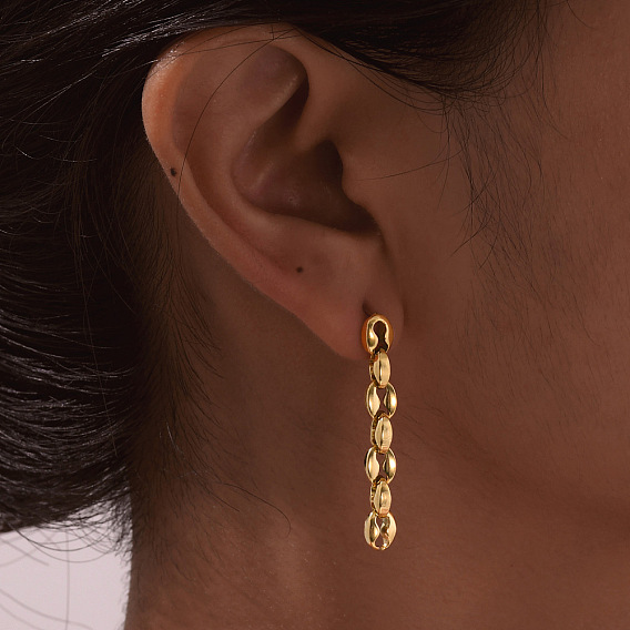 304 серьги-гвоздики из нержавеющей стали для женщин, цепочка-шарм в виде кофейного зерна