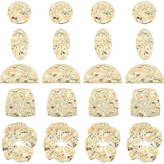 20шт 5 стиль латунные соединительные подвески, без никеля , сердце и плоский полукруглый и арочный, разнообразные