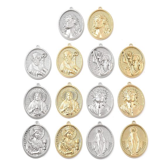 304 подвески из нержавеющей стали, овал со святым шармом, ионное покрытие (ip)