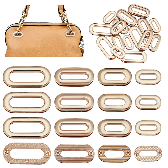 16 шт. 4 стиль цинковый сплав ввинчивающаяся люверсная фурнитура, для изготовления пакетов, овальные