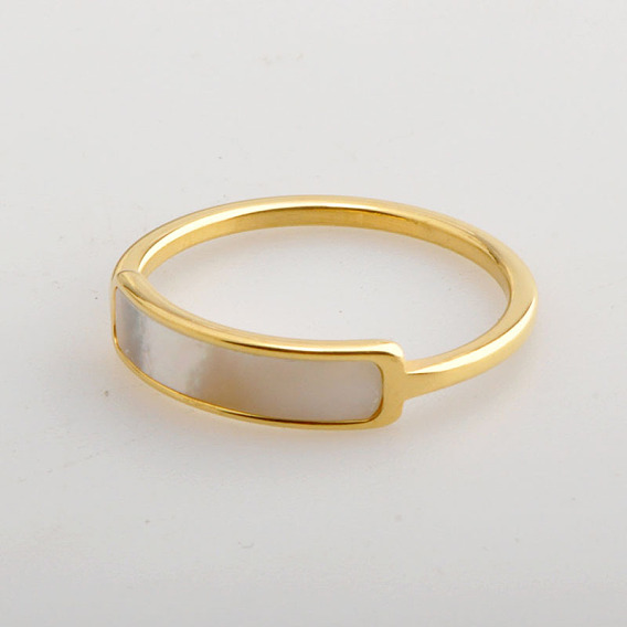 304 Кольца из нержавеющей стали и ракушек, прямоугольные, золотые