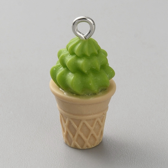 Непрозрачные подвески смолы, кремовый, с железной платиной петлей