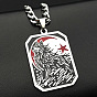 304 Stainless Steel Enamel Black Wolf Dog Tag Pendant Necklaces for Men