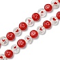 2 Strands Handmade Lampwork Beads Strands, Flat Round with Heart