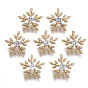 Brass Micro Pave Cubic Zirconia Charms, Flower, Long-Lasting Plated, Light Gold