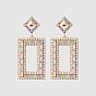 Exaggerated Fashion Alloy Inlaid Rhombus Earrings for Women - Full Diamond, Geometric Party Ear Jewelry.