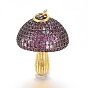Латунные микро проложить кубического циркония подвески, с прыжковых колец, грибы, темно-розовыми