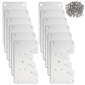 430 Stainless Steel Mounting Plate, Cabinet Door Hinge Repair Accessories, with Iron Screw, Rectangle