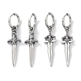 316 Surgical Stainless Steel Sword Hoop Earrings for Women
