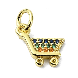 Brass Micro Pave Colorful Cubic Zirconia Pendants, Trolley