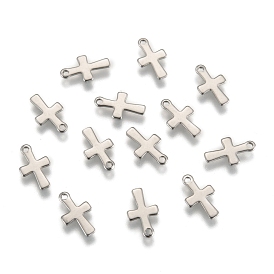 Stainless Steel Tiny Cross Charms, 12x7x1mm, Hole: 1mm