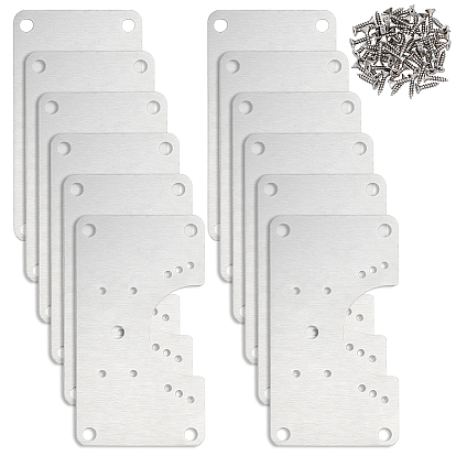 430 Stainless Steel Mounting Plate, Cabinet Door Hinge Repair Accessories, with Iron Screw, Rectangle