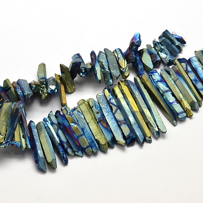 Натуральный гальваническим кристалл кварца самородков закончил бусин пряди, 10~45x4~8 мм, отверстие : 1 мм, 16 дюйм