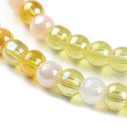 Transperant Electroplate Glass Beads Strands, AB Color Plated, Round