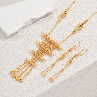 Комплект из латунных ожерелий и серег с геометрическим вырезом и бахромой для женщин