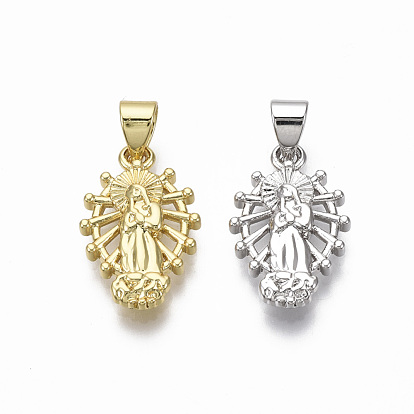 Brass Pendants, Oval with Saint, Nickel Free