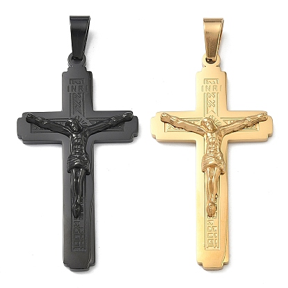 304 из нержавеющей стали большие кулоны, подвески в виде креста-распятия, с 201 держателями для ледоруба из нержавеющей стали, ионное покрытие (ip), долговечный