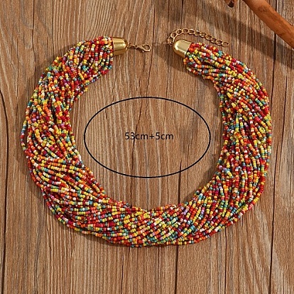 Plastic Beaded Multi-strand Necklaces, Bohemian Style Necklace