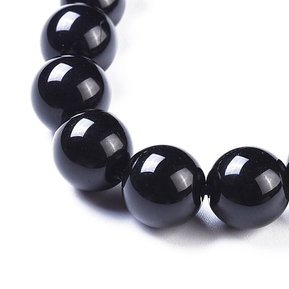 Natural Obsidian Graduated Beads Strands, Round