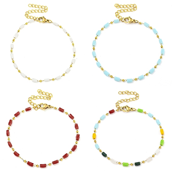 Вакуумное покрытие pvd 304 браслеты из нержавеющей стали и стекла в виде звеньев цепи для женщин, золотые