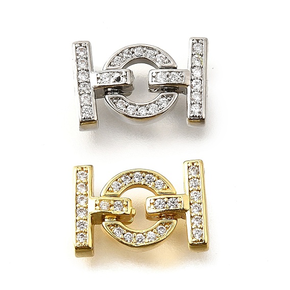 Реечное покрытие латунь микро паве прозрачный кубический цирконий складные застежки, долговечный, без свинца и без кадмия, круглые кольца