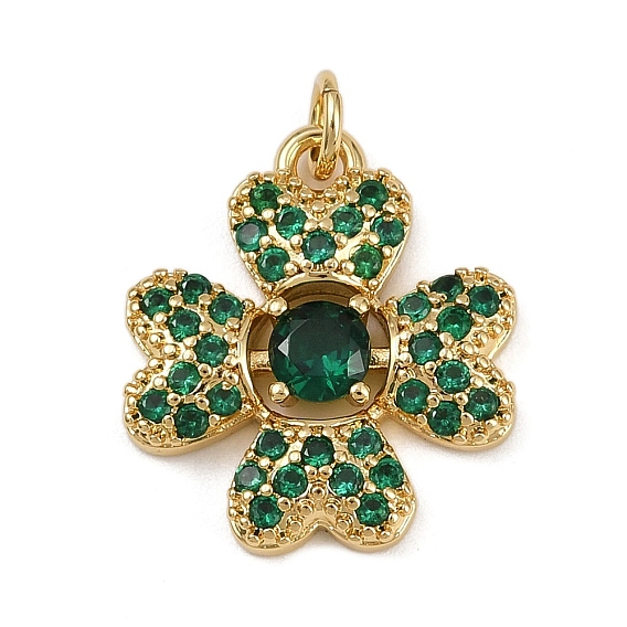 Латунные микро проложить кубического циркония подвески, подвески в форме клевера, стойки покрытие, без кадмия и без свинца, долговечный, с целью перехода в кольце