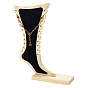 1Estante para guardar joyas para tobilleras de bambú con forma de pie, Organizador de joyas, expositor con tapete de terciopelo para tobilleras