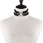 Punk Harajuku Lace Black Elegant PU Leather Heart-shaped Collar Lockable Choker Necklace for Women