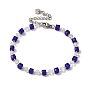 Rondelle Cube Glass & Brass Link Chain Bracelets